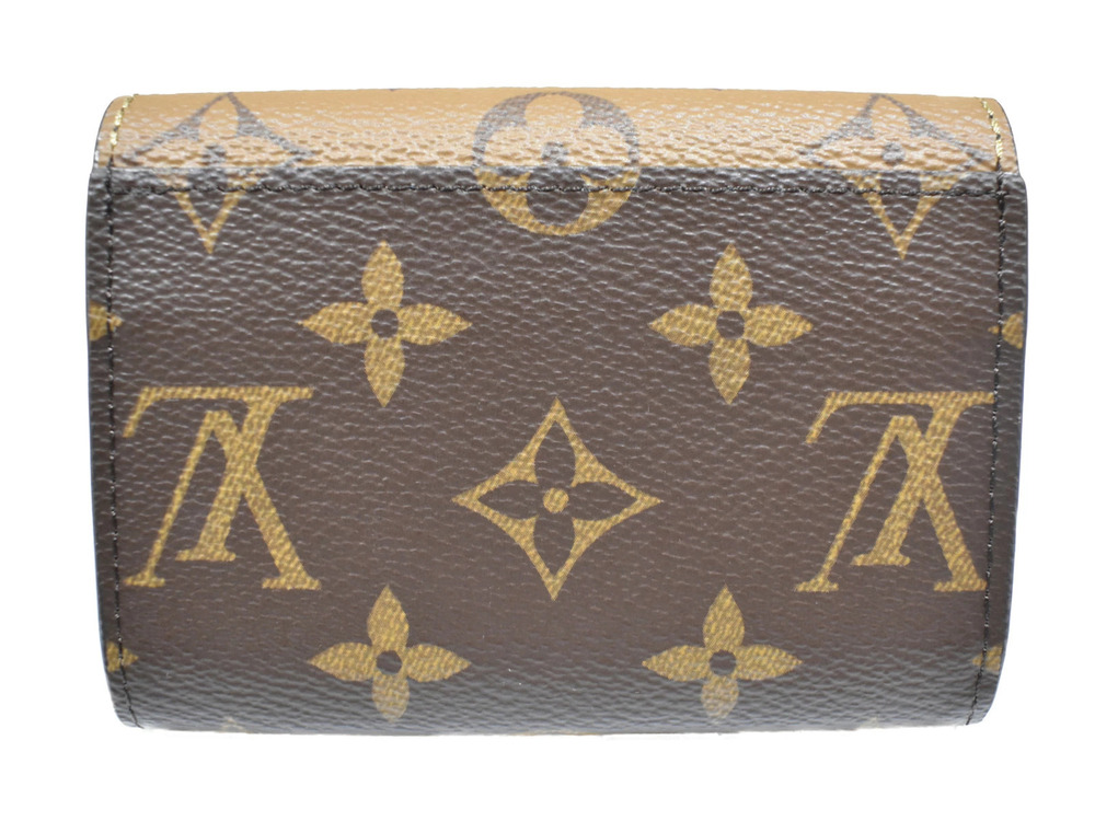 Louis Vuitton Compact Portemonnaie Rosalie Reverse Monogram Wallet Canvas Brown